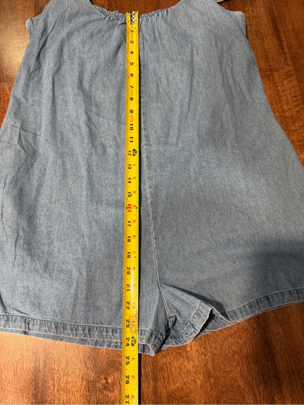 Blue Light Denim Ruffle-Strap Romper - Picture 5 of 6